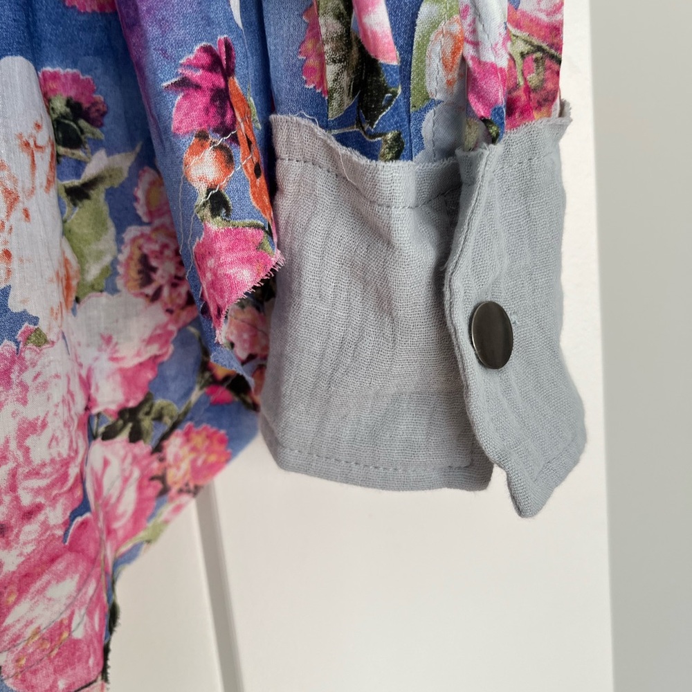 POL Blue Washed Floral Cotton Oversized Shirt - Size S - Brand New** - Picture 6 of 9